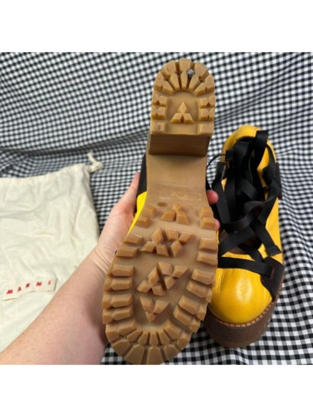 Marni Chunky Lace Up Ballet Platform Heels Yellow Black EU 40 / US Womens 9.5 10 - Picture 5 of 8